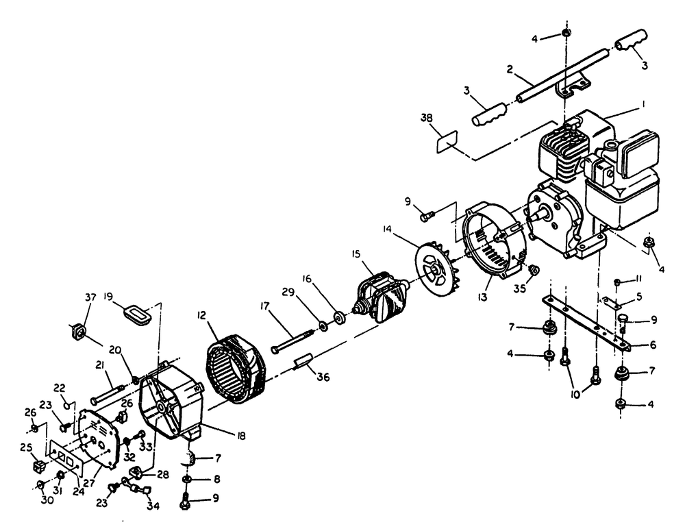 Ac Generator No. 67414 Diagram and Parts List for 8839-0-S1600  Briggs and Stratton Generator